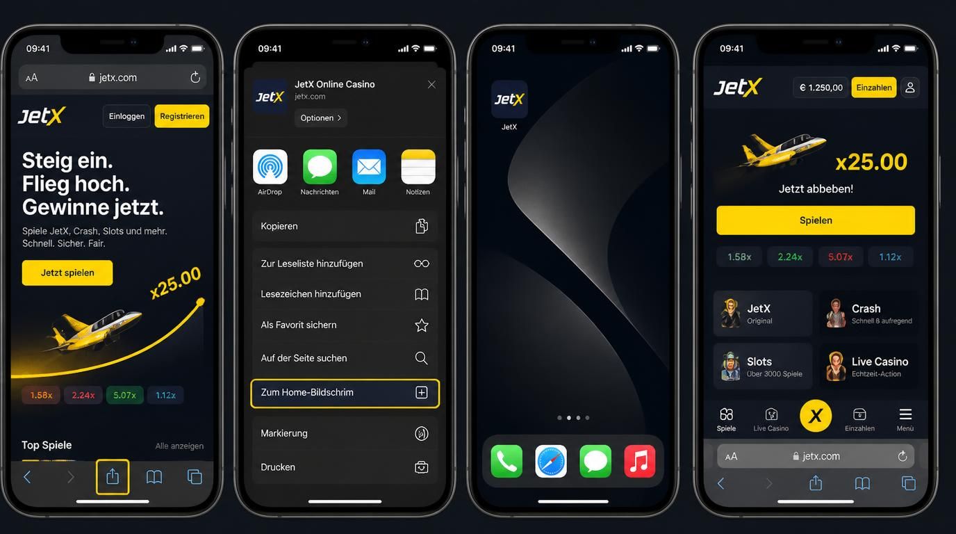 iPhone mit Safari, Home-Bildschirm Shortcut JetX