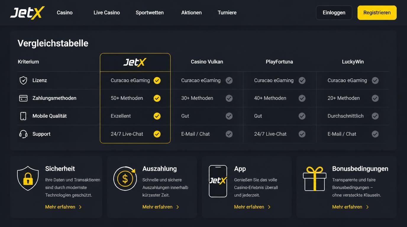 Auswahlkriterien für gutes JetX-Casino